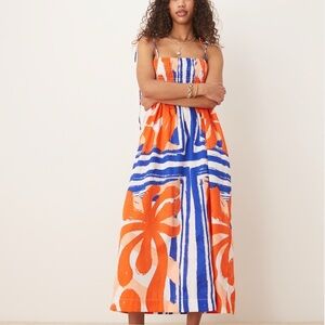 ASOS DESIGN shirred bust cotton maxi dress abstract print